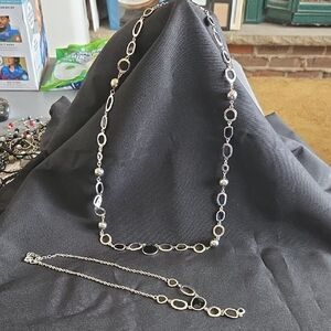 Cookie Lee Black and Silver Necklaces. Set Of 2